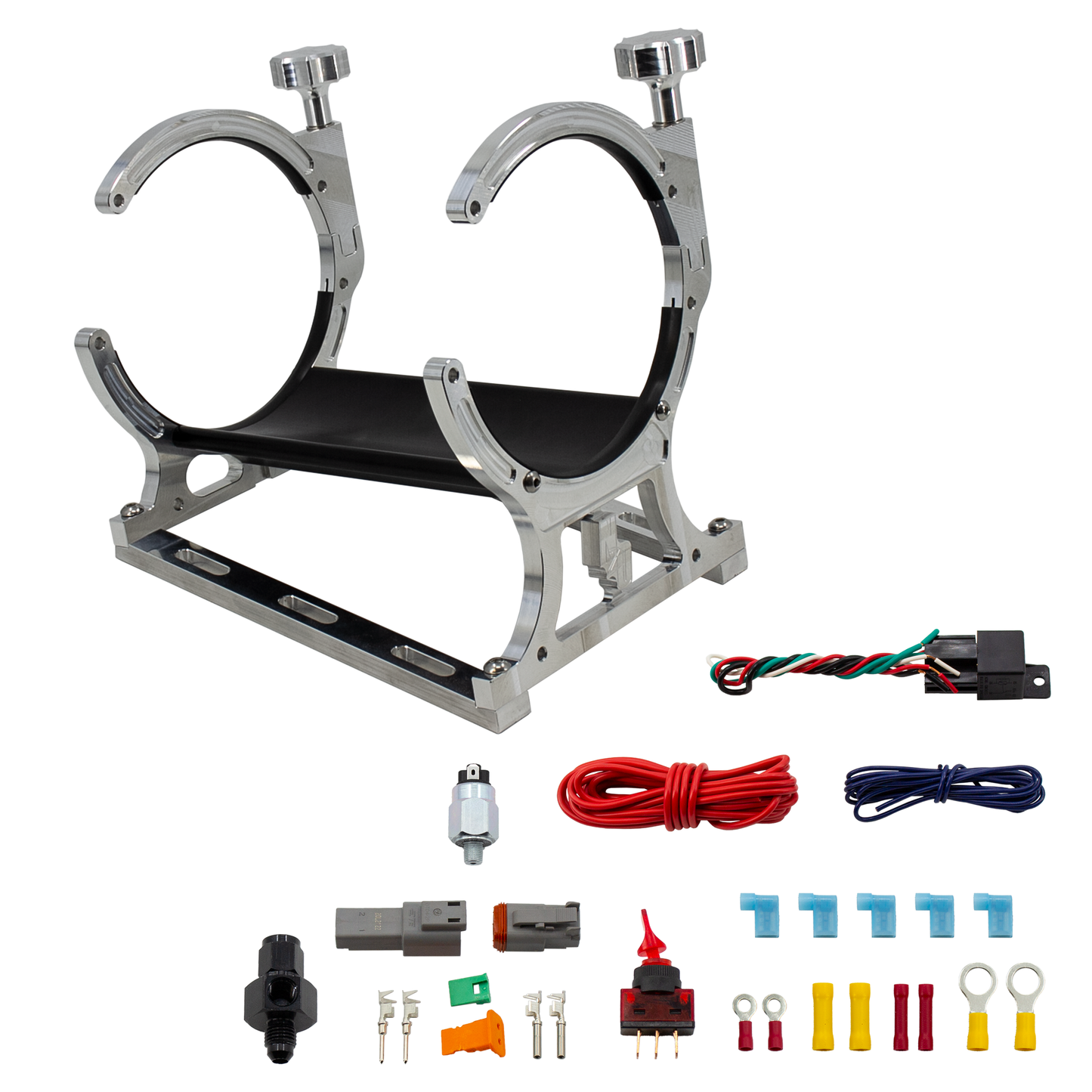 Automatic Billet Heated Nitrous Bottle Bracket with Install Accessories