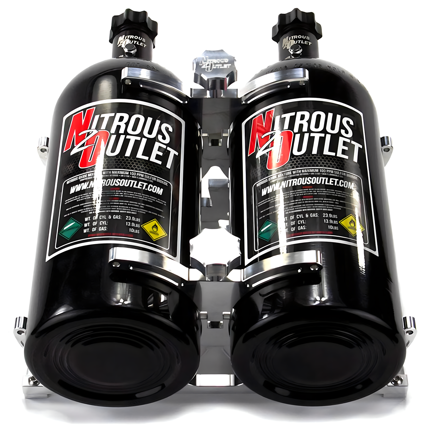 Dual Billet Heated Nitrous Bottle Bracket With Rubber Bottle Isolators