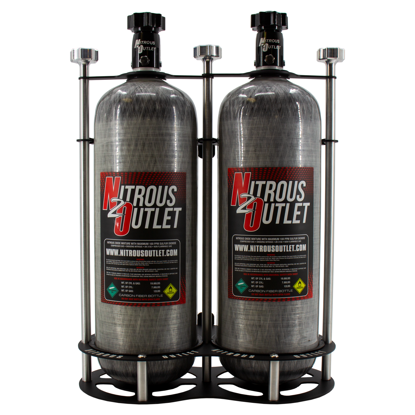 Nitrous Outlet Race-Light Dual 12lb Bottle Bracket - Vertical