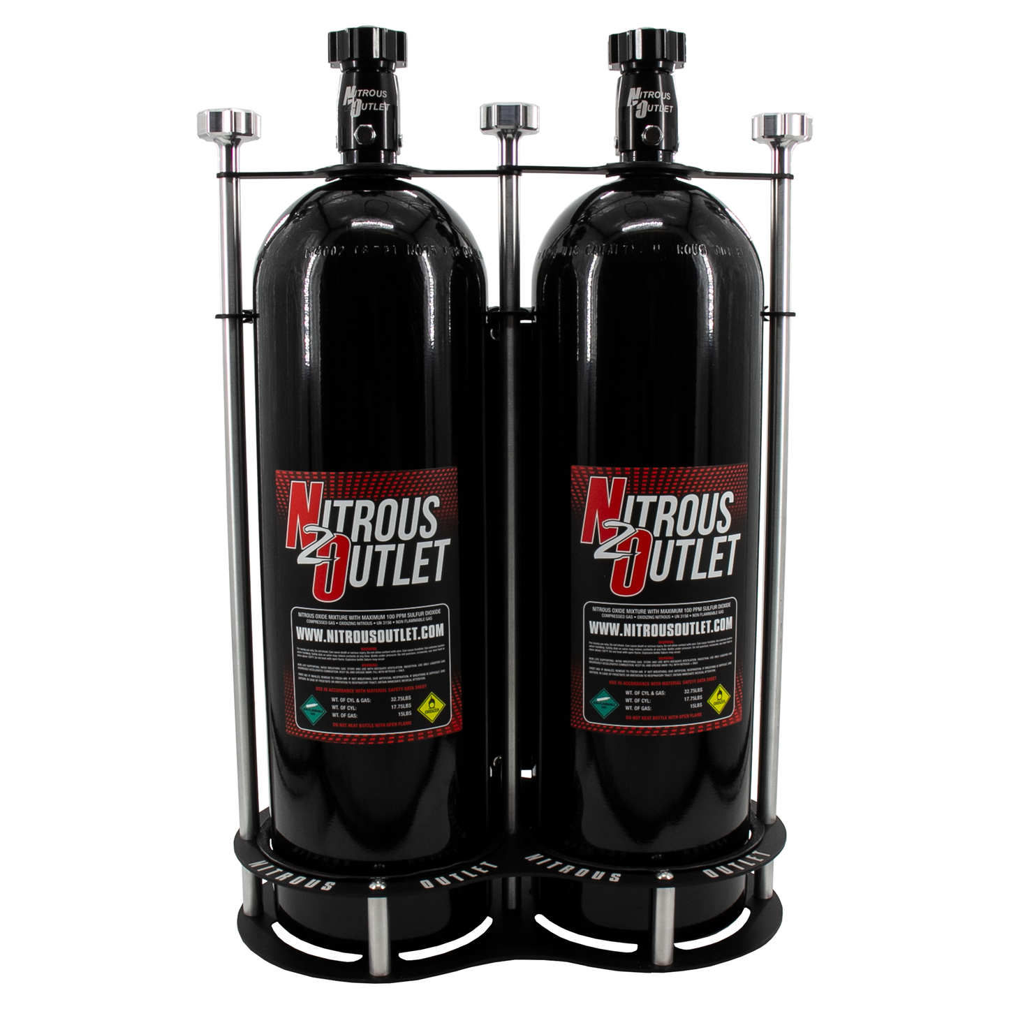 Nitrous Outlet Race-Light Dual 15lb Bottle Bracket - Roll Bar Mount