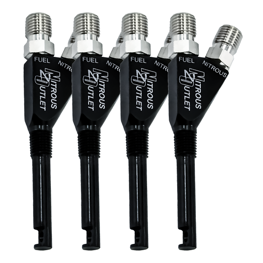Nitrous Outlet 1/16" NPT Extended Reach Wet Nitrous Nozzle - 4 Pack/90 Degree Discharge/Aluminum