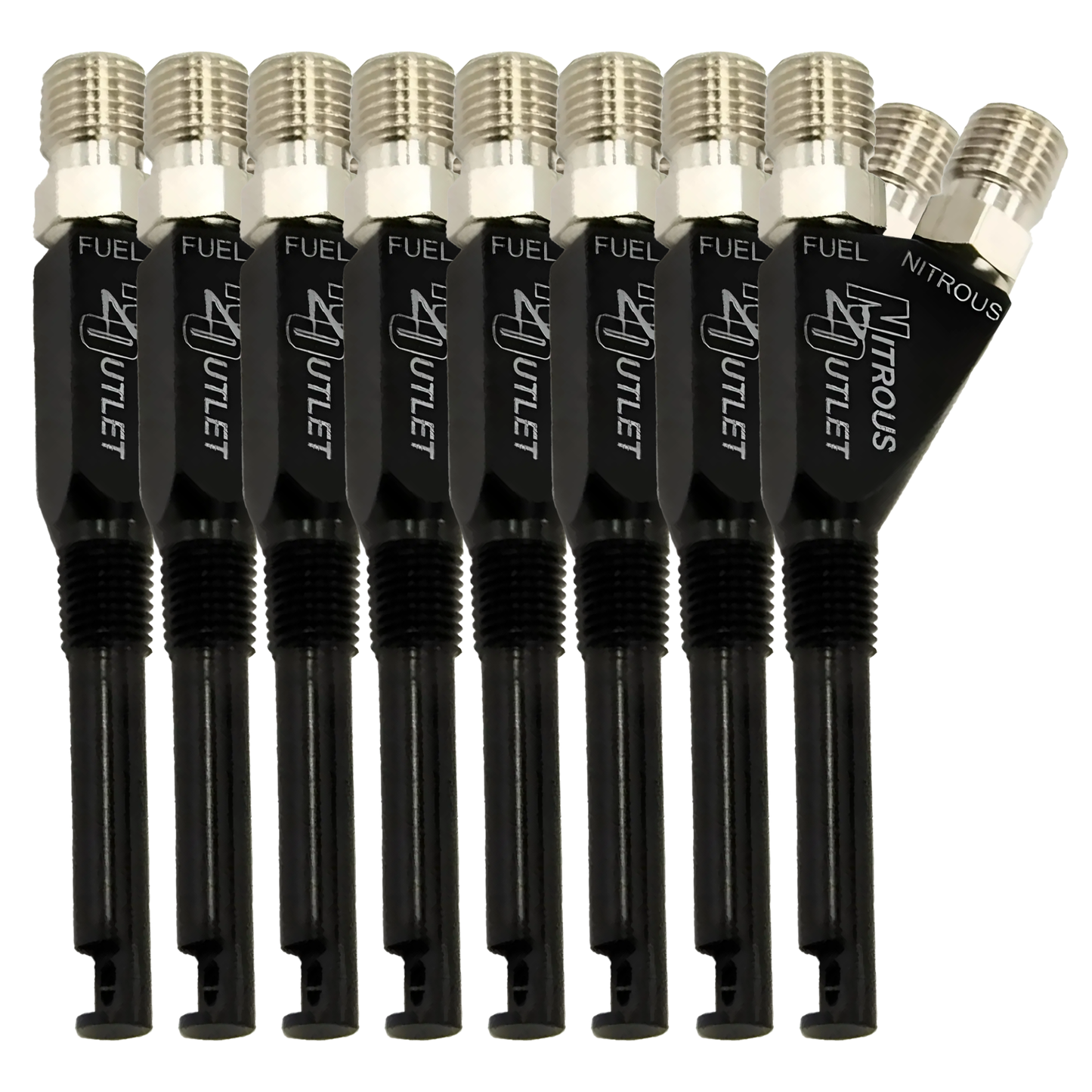 Nitrous Outlet 1/16" NPT Extended Reach Wet Nitrous Nozzle - 8 Pack/90 Degree Discharge/Aluminum