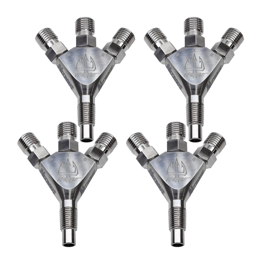 Trident Ti 1/16" NPT Three Stage Dry Nitrous Nozzle - 4 Pack/Straight Discharge/Titanium