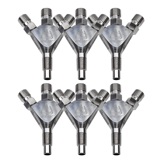 Trident Ti 1/16" NPT Three Stage Dry Nitrous Nozzle - 6 Pack/Straight Discharge/Titanium