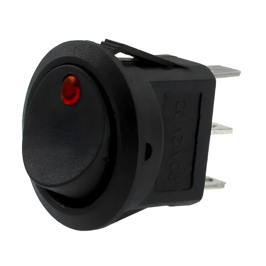Mini Black Rocker Switch W/Red LED