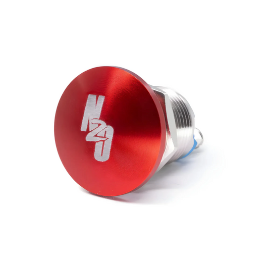 Nitrous Outlet Logo Momentary Mushroom Cap Push-Button - 23mm Red Cap/Screw Terminals