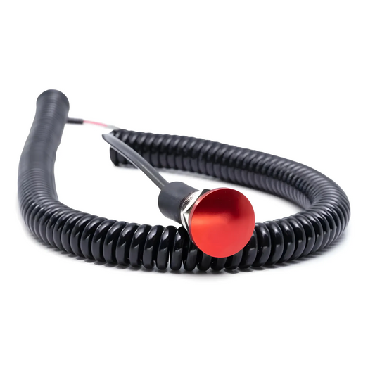 23mm Red Mushroom Momentary Push Button with Spiral Stretch Cord