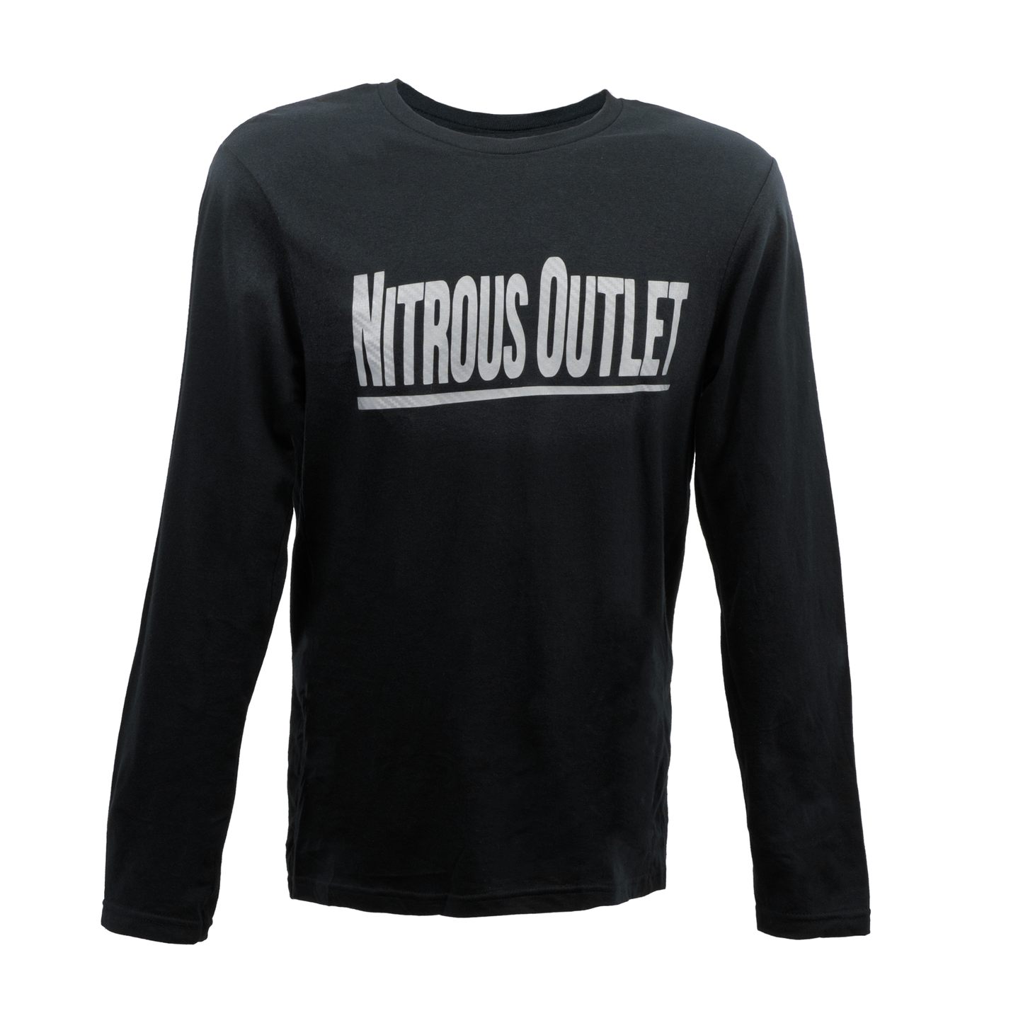 Nitrous Outlet Black Long Sleeve T-Shirt - Silver Carbon Fiber Logo