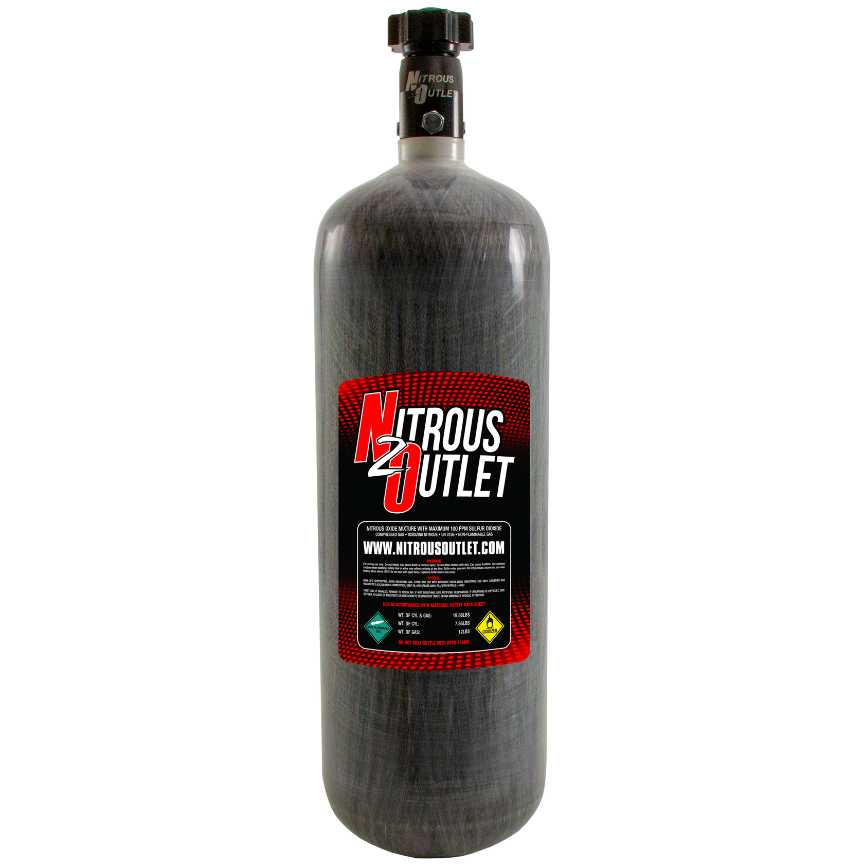 12lb Composite Nitrous Bottle & High Flow Valve Nitrous Outlet