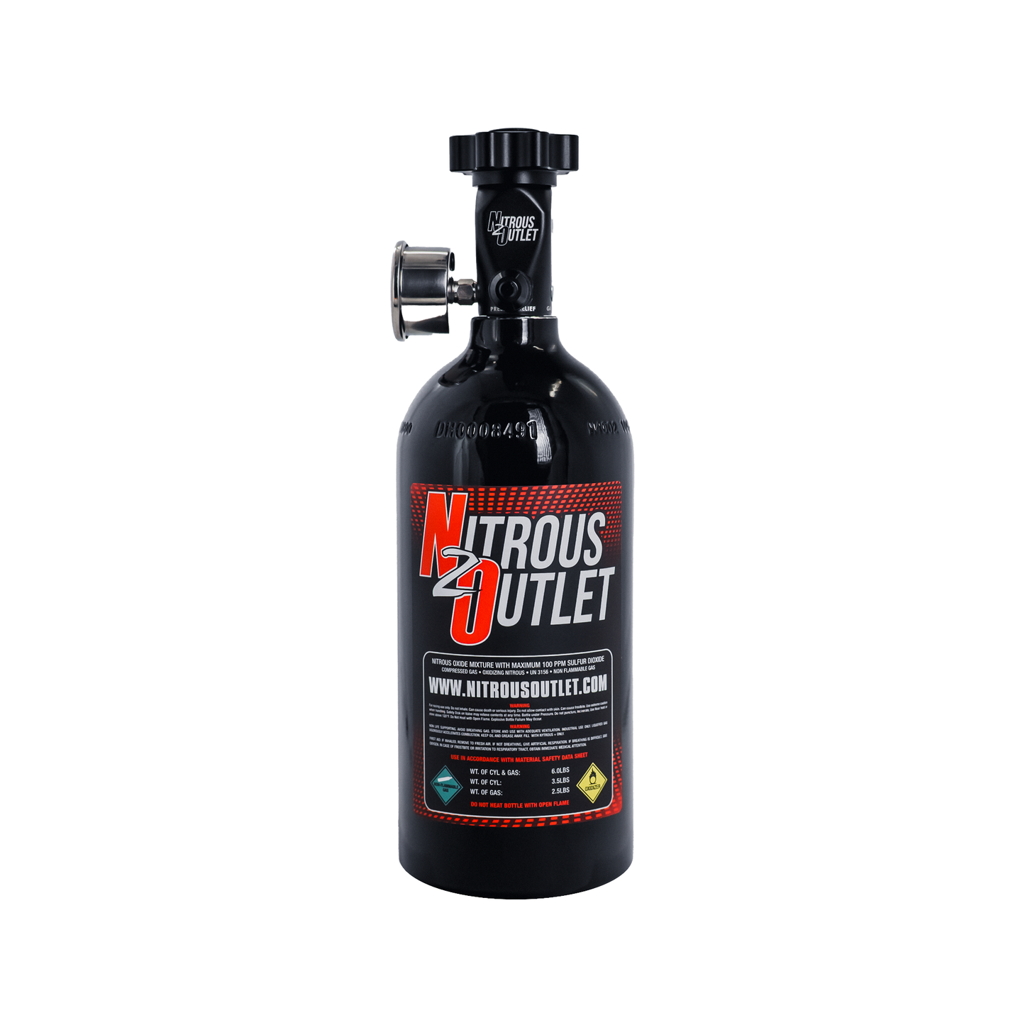 Nitrous Outlet 2.5lb PowerFlow Sport Nitrous Bottle - Billet .355 ID Valve With Out Pickup Tube
