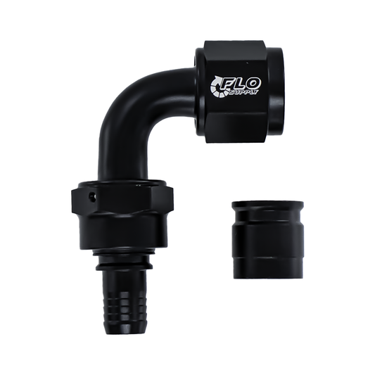 PTFE Crimp 90 Degree Double Swivel Hose End