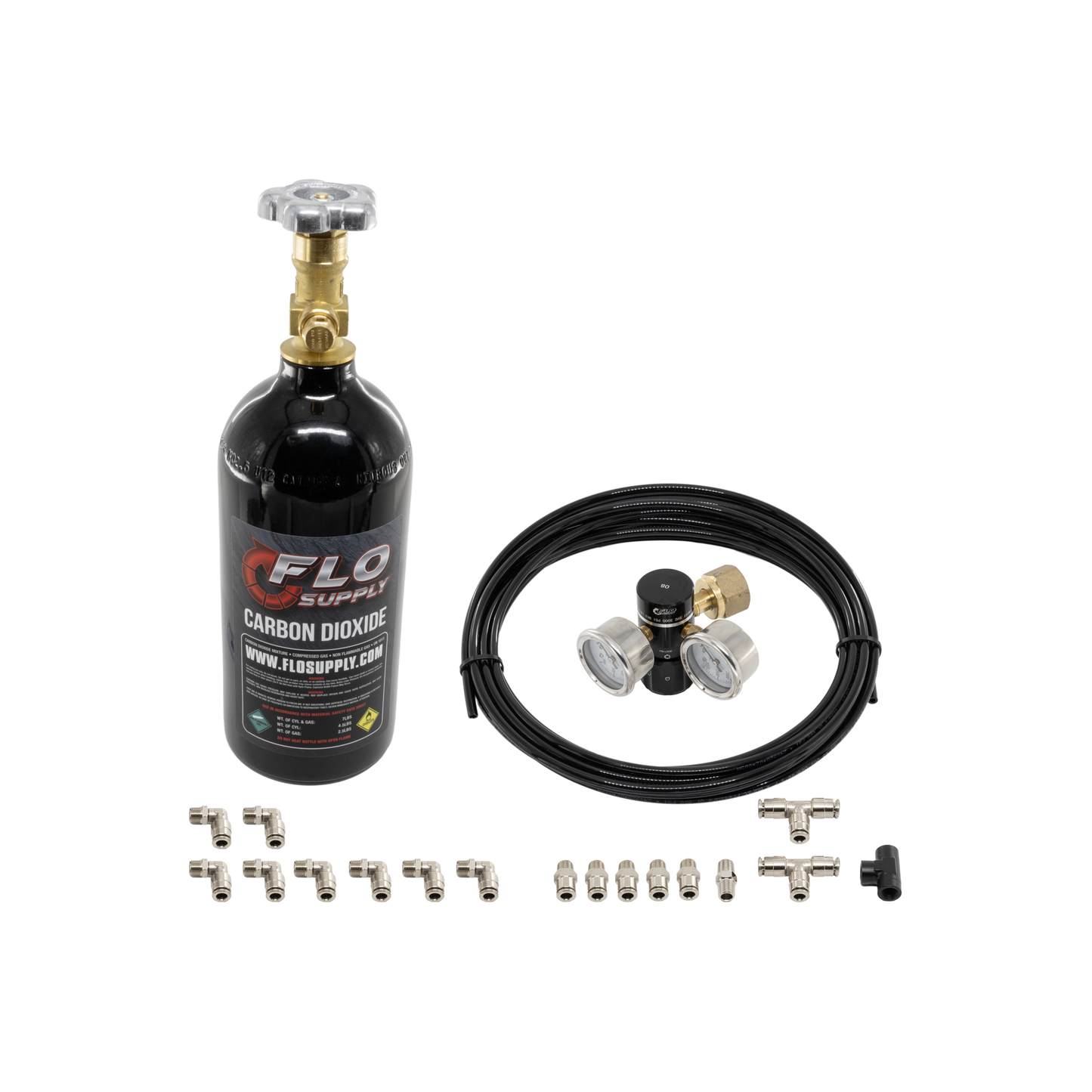 Flo Supply Dual Wastegate CO2 Plumbing Kit - 2.5lb Bottle / No Bracket