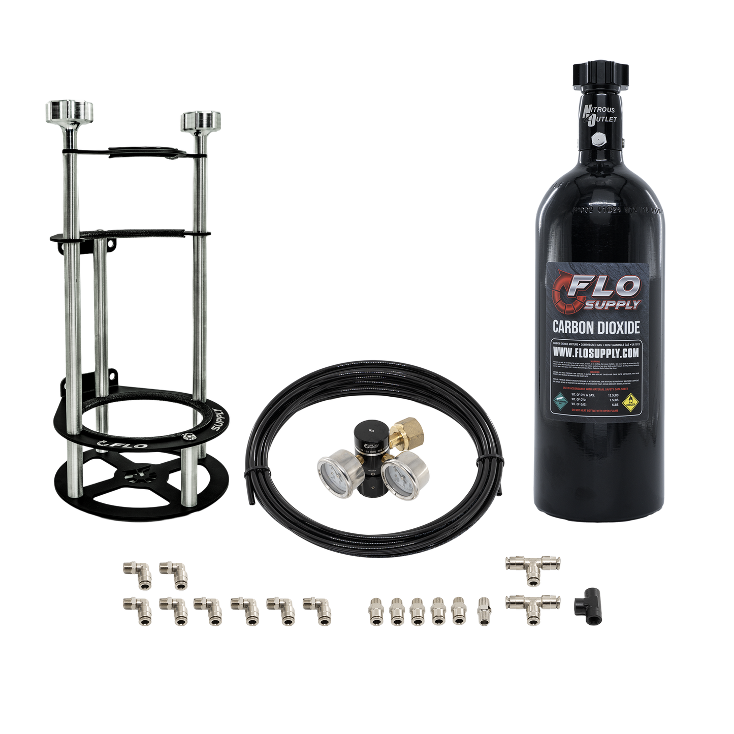 Flo Supply Dual Wastegate CO2 Plumbing Kit - 5lb Bottle / With Bracket