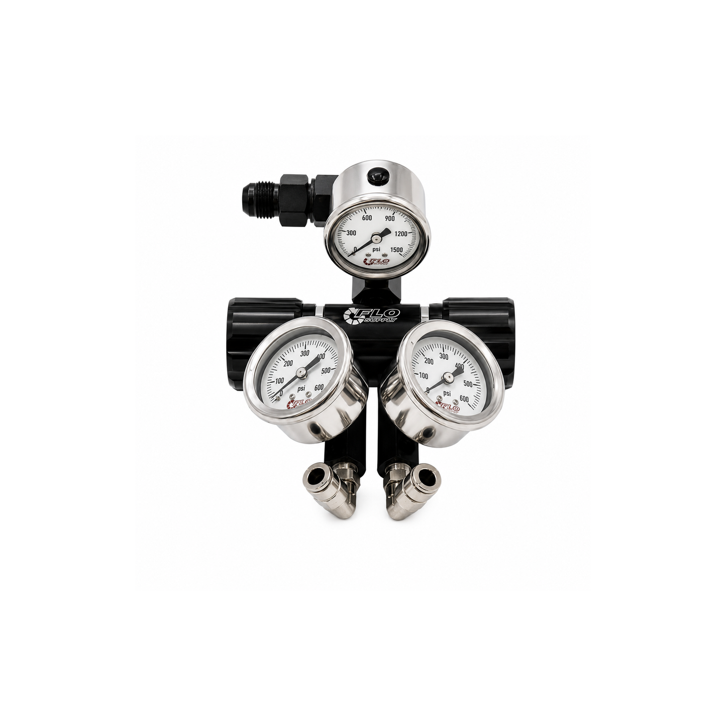 Flo Supply In-Line 2 in 1 High Flow Adjustable Pressure Regulator Assembly - 8AN / 0-475psi