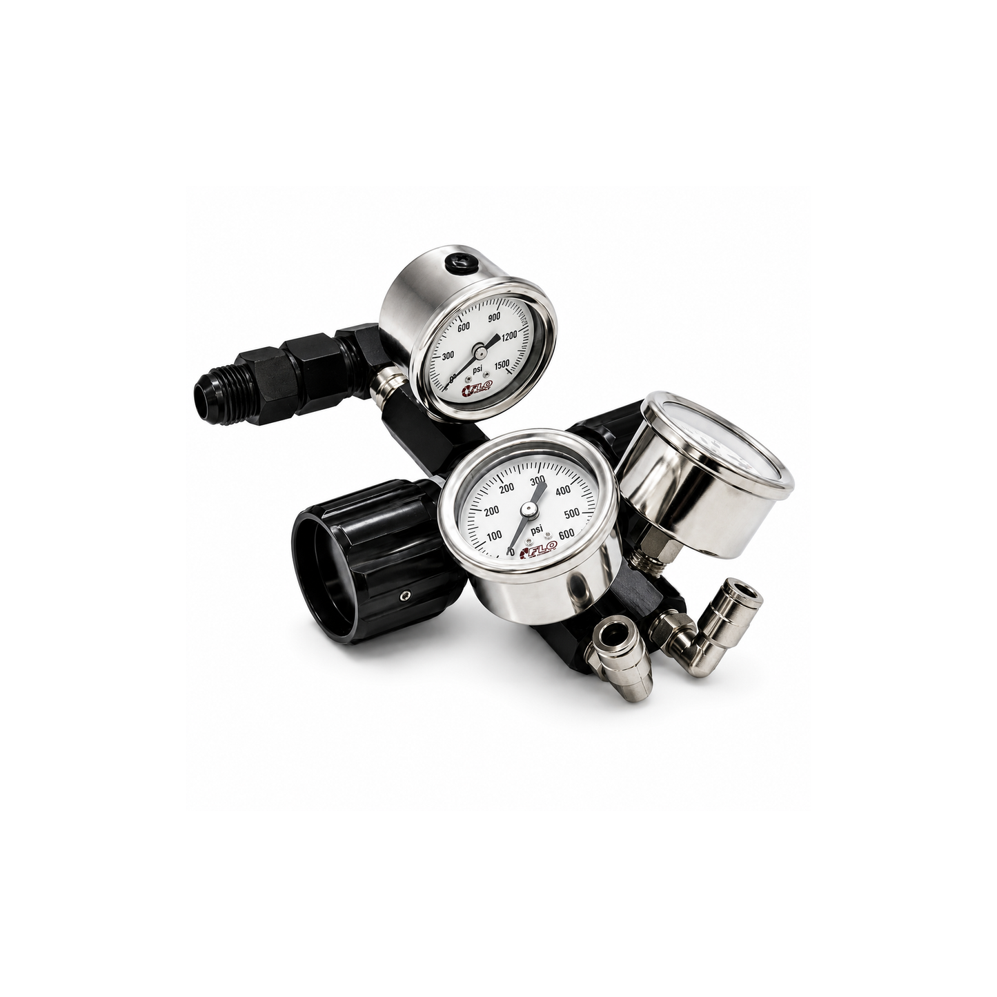 Flo Supply In-Line 2 in 1 High Flow Adjustable Pressure Regulator Assembly - 8AN / 0-475psi