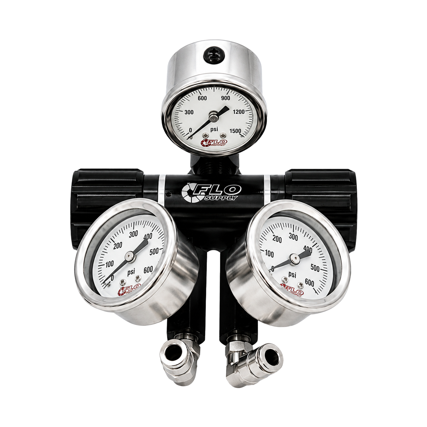 Flo Supply 2 in 1 High Flow Adjustable Pressure Regulator Assembly - (0-400psi Per Side)