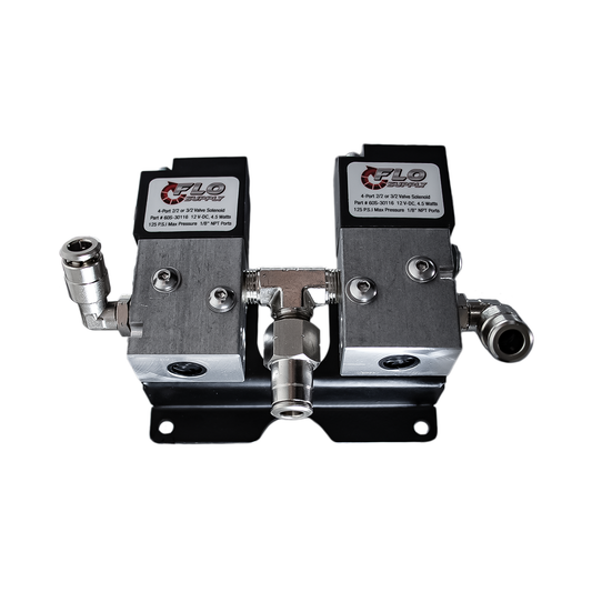 Stepped Solenoid Bracket with Fittings for Dual 4-Port Solenoid Valve