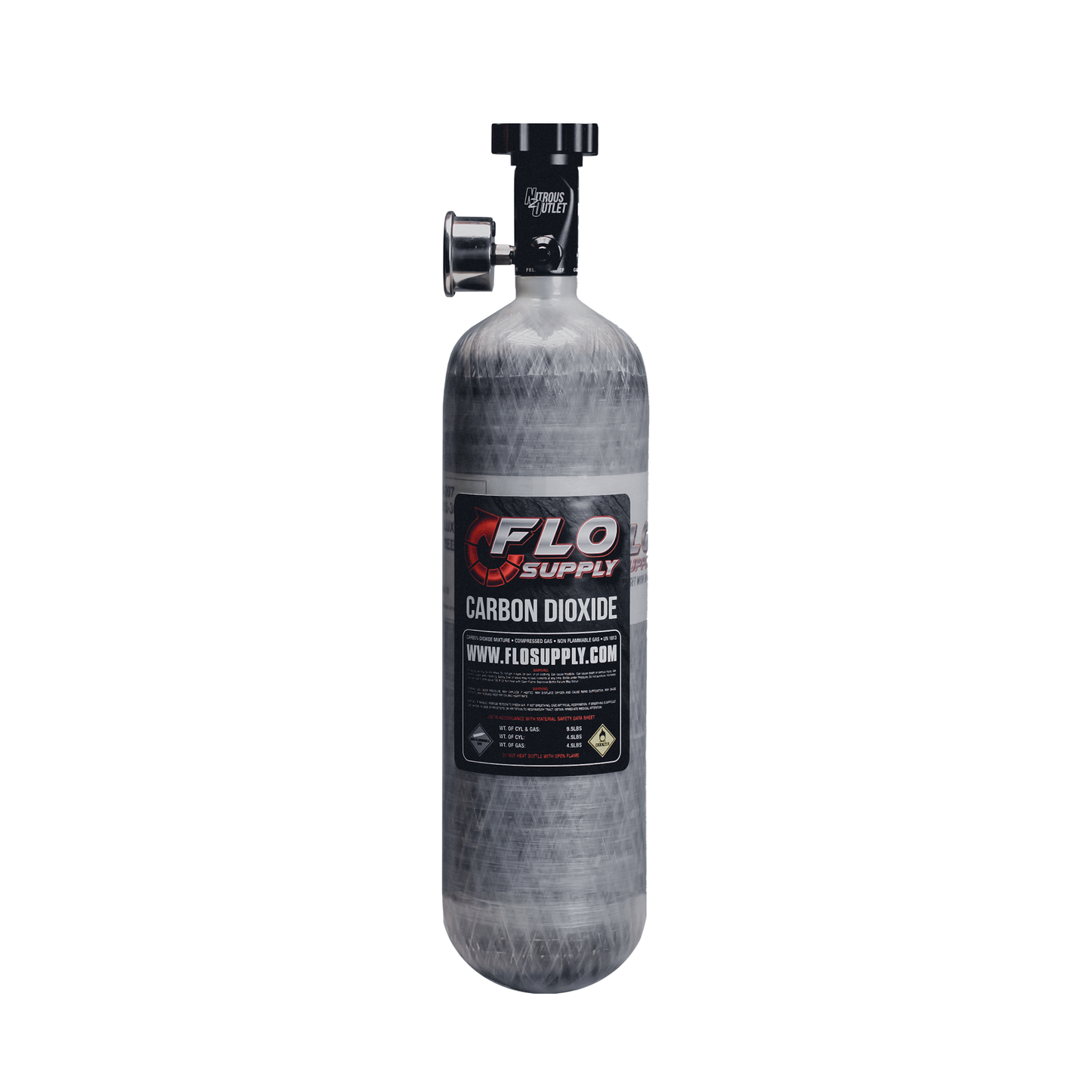 Flo Supply 4.5lb PowerFlow Sport Composite CO2 Bottle - Billet .355 ID Valve