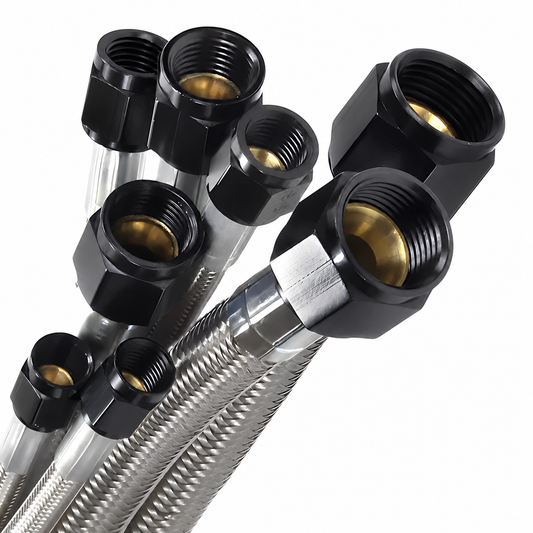6an Stainless Steel Braided Hose (Black Fitting)