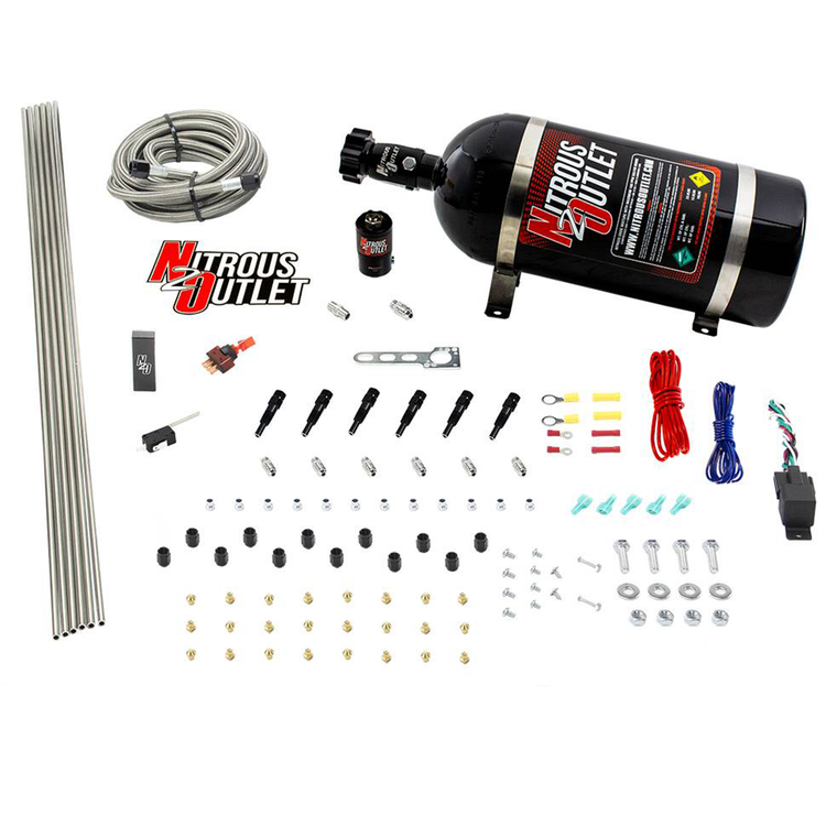 Nitrous Outlet Direct Port Systems 00-10396-SBT-15 Dry EFI 6 Cyl 1 Sol Sys w/ Dist Block (15Lb Bottle)(SBT Noz) thumbnail 2