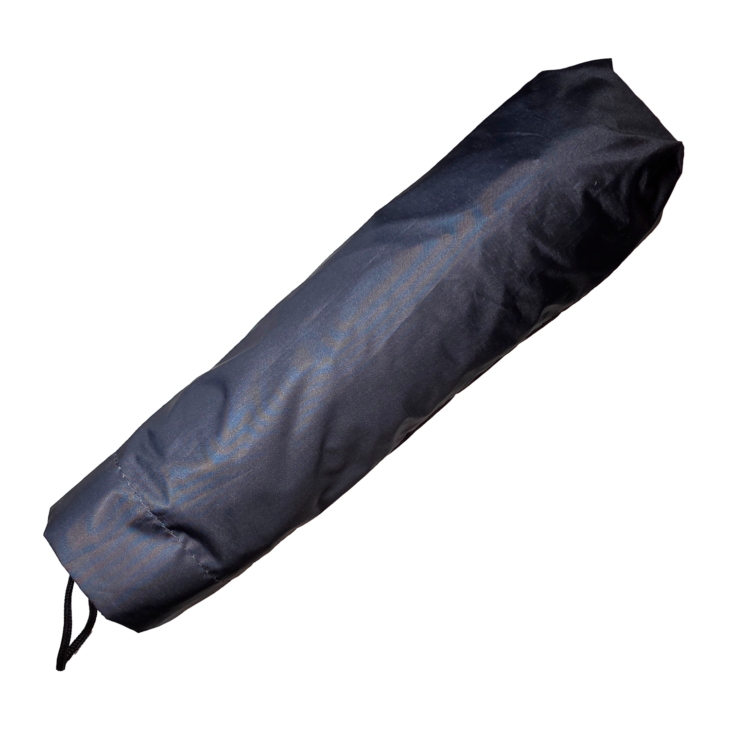 Black rolled-up umbrella on a white background