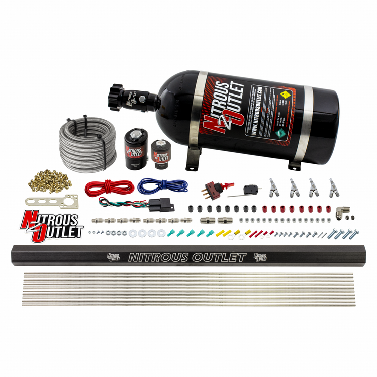 Nitrous Outlet Oxide Systems 00-10362-E85-R-SBT-12 4 Cyl 2 Sol Direct Port Sys w/ Single Rail E85 Low PSI(12Lb Bottle) SBT Noz thumbnail 2