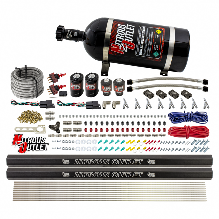 Nitrous Outlet Oxide Systems 00-10363-E85-SBT-DS-12 DS 4Cyl 4Sol Direct Port Sys w/Dist Blocks E85 Hi PSI(12Lb Bottle)(SBT Noz) thumbnail 2