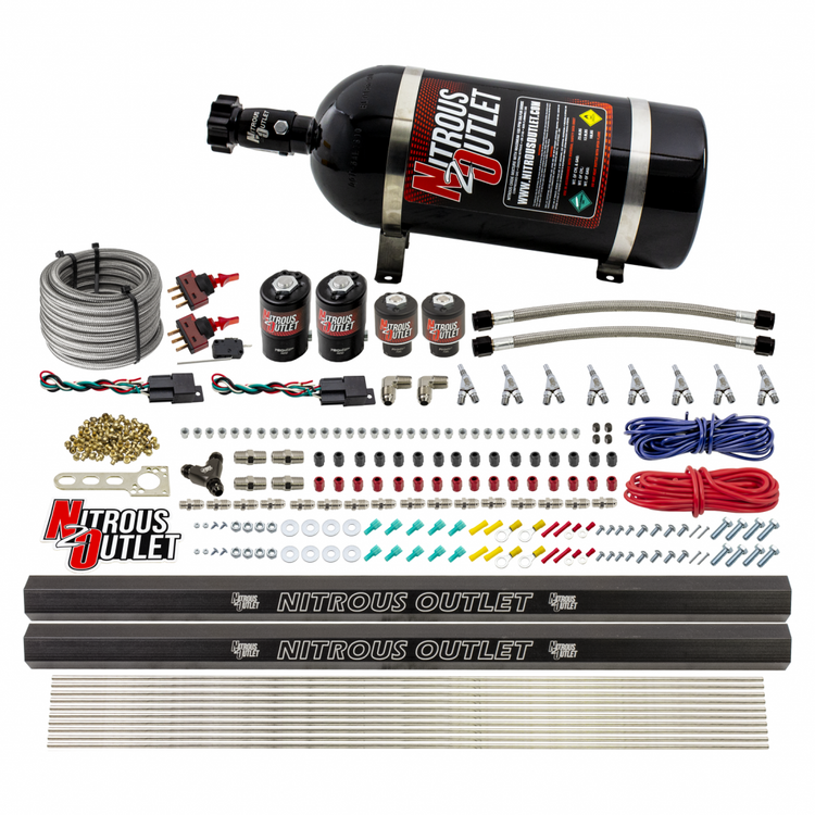 Nitrous Outlet Oxide Systems 00-10363-R-SBT-DS-15 DS 4 Cyl 4 Sol Direct Port Sys w/ Dual Rails Hi PSI(15Lb Bottle)(SBT Noz) thumbnail 2